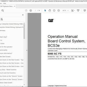 CAT 6060 AC FS Board Control System, BCS3e Operation Manual EM029873-0 - PDF DOWNLOAD