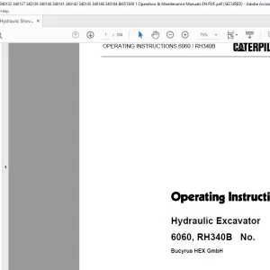CAT 6060 RH 340B Hydraulic Excavator Operating Instruction Manual - PDF DOWNLOAD