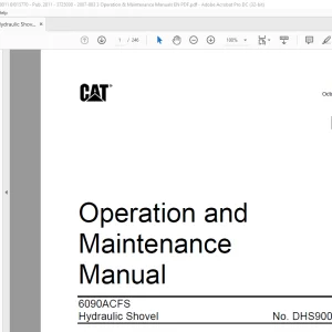 CAT 6090ACFS Hydraulic Shovel Operation & Maintenance Manual DHS90011 - PDF DOWNLOAD
