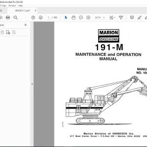 CAT BUCYRUS 181-M MINING SHOVEL MAINTENANCE AND OPERATION MANUAL BI006311- PDF DOWNLOAD
