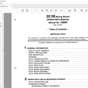 CAT BUCYRUS 351 M Mining Shovel OPERATOR'S MANUAL SN 141097 - PDF DOWNLOAD