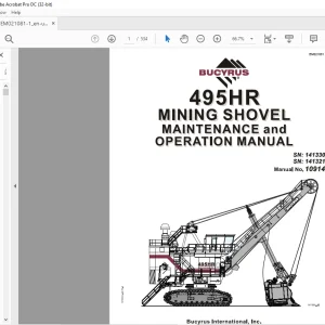 CAT BUCYRUS 495 HR MINING SHOVEL MAINTENANCE & OPERATION MANUAL EM021081 - PDF DOWNLOAD