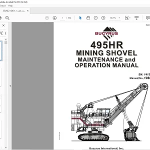 CAT BUCYRUS 495 HR MINING SHOVEL MAINTENANCE & OPERATION MANUAL SN 141318 - PDF DOWNLOAD