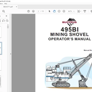 CAT BUCYRUS 495BI MINING SHOVEL OPERATOR’S MANUAL 10537 - PDF DOWNLOAD