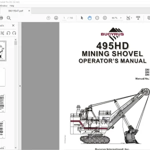 CAT BUCYRUS 495DH MINING SHOVEL MAINTENANCE & OPERATION MANUAL BI619547 -  PDF DOWNLOAD