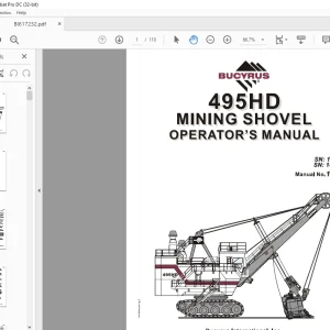 CAT BUCYRUS 495HID Mining  SHOVEL OPERATOR'S MANUAL BI617232 - PDF DOWNLOAD