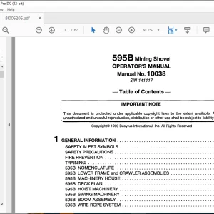 CAT BUCYRUS 595B Mining Shovel OPERATOR'S MANUAL SN 141117 - PDF DOWNLOAD