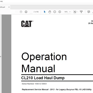 CAT BUCYRUS CL210 Load Haul Dump Operation Manual SN 1600 & 50003 - PDF DOWNLOAD