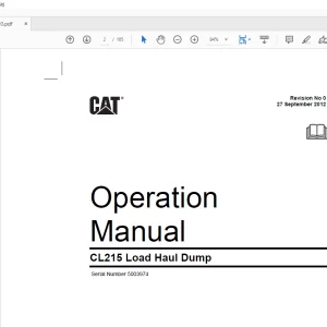 CAT BUCYRUS CL215 Load Haul Dump Operation Manual SN 5003974  - PDF DOWNLOAD
