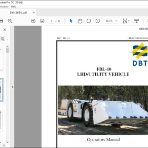 CAT BUCYRUS DBT FBL-10 LHD UTILITY VEHICLE Operators Manual  - PDF DOWNLOAD