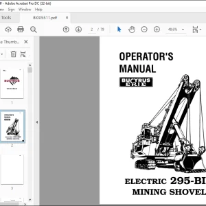 CAT BUCYRUS ELECTRIC 3295-BIII MINING SHOVEL OPERATOR'S MANUAL -  PDF DOWNLOAD