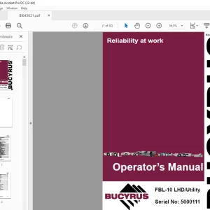 CAT BUCYRUS FBL-10 LHD Utility Load Haul Dump Operation Manual SN 5000111 -  PDF DOWNLOAD