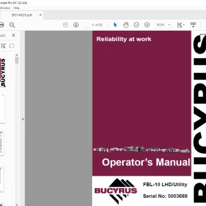 CAT BUCYRUS FBL-10 LHD Utility Load Haul Dump Operation Manual SN 5003688  - PDF DOWNLOAD