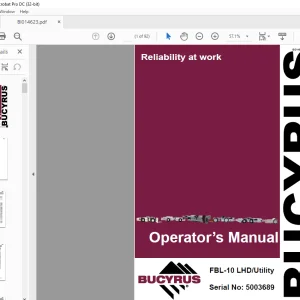 CAT BUCYRUS FBL-10 LHD Utility Load Haul Dump Operation Manual SN 5003689 - PDF DOWNLOAD