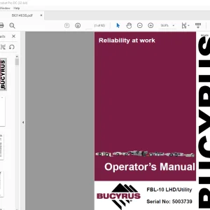 CAT BUCYRUS FBL-10 LHD Utility Load Haul Dump Operation Manual SN 5003739  - PDF DOWNLOAD