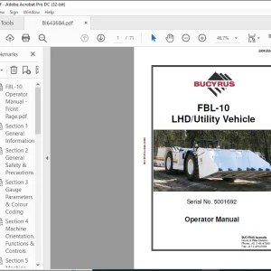 CAT BUCYRUS FBL-10 LHD Utility Vehicle Operator Manual SN 5001692 - PDF DOWNLOAD