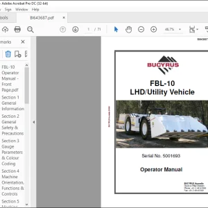 CAT BUCYRUS FBL-10 LHD Utility Vehicle Operator Manual SN 5001693 - PDF DOWNLOAD