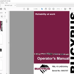 CAT BUCYRUS FBL-15 LHD Utility Load Haul Dump Operation Manual SN 5003707  - PDF DOWNLOAD