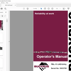 CAT BUCYRUS FBL-15 LHD Utility Load Haul Dump Operation Manual SN 5003708 - PDF DOWNLOAD
