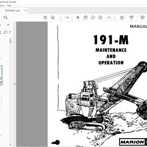 CAT BUCYRUS MARION 191-M Mining Shovel MAINTENANCE AND OPERATION MANUAL - PDF DOWNLOAD