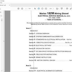 CAT BUCYRUS Marion 182M Mining Shovel ELECTRICAL SERVICE MANUAL  - PDF DOWNLOAD