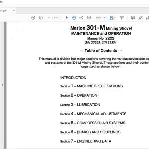 CAT BUCYRUS Marion 301-M Mining Shovel MAINTENANCE and OPERATION MANUAL BI005967 - PDF DOWNLOAD