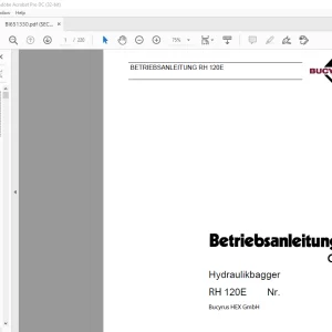 CAT Bucyrus 120E Hydraulikbagger BETRIEBSANLEITUNG BI651330 - PDF DOWNLOAD (GERMAN)