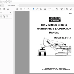 CAT Bucyrus 182-M Mining Shovel Maintenance & Operation Manual 2151A PDF DOWNLOAD