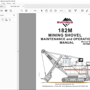 CAT Bucyrus 182M Mining Shovel Maintenance & Operation Manual 10190 PDF DOWNLOAD