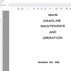 CAT Bucyrus 184-M MINING SHOVEL DRAGLINE MAINTENANCE AND OPERATION MANUAL - PDF DOWNLOAD