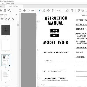 CAT Bucyrus 190-B SHOVEL & DRAGLINE Instruction Manual BI379537 PDF DOWNLOAD