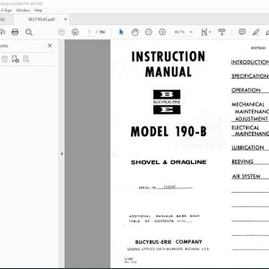 CAT Bucyrus 190-B Shovel & Dragline Instruction Manual SN 132597 PDF DOWNLOAD