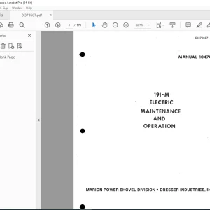 CAT Bucyrus 191-M  Electric Maintenance & Operation Manual 1047A PDF DOWNLOAD
