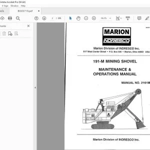 CAT Bucyrus 191-M Electric Mining Shovel Operator's Manual BI005719 - PDF DOWNLOAD