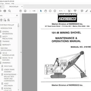 CAT Bucyrus 191-M MINING SHOVEL Maintenance & Operations Manual 2161MO PDF DOWNLOAD