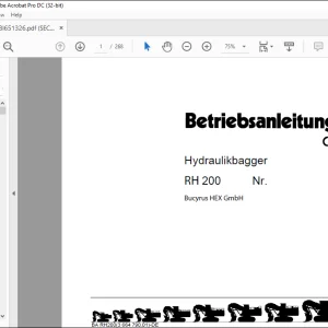 CAT Bucyrus 200 Hydraulikbagger BETRIEBSANLEITUNG  - PDF DOWNLOAD (German)