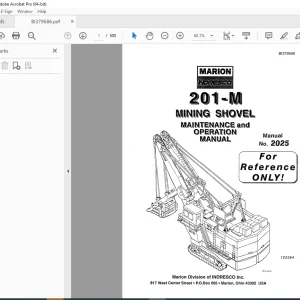 CAT Bucyrus 201-M Mining Shovel Maintenance & Operation Manual 2025 PDF DOWNLOAD