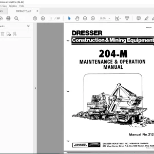 CAT Bucyrus 204-M Dresser Electric Mining Shovel Maintenance & Operation Manual 2120 PDF DOWNLOAD
