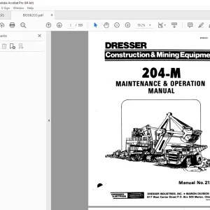 CAT Bucyrus 204-M Dresser Electric Mining Shovel Maintenance & Operation Manual 2120A PDF DOWNLOAD