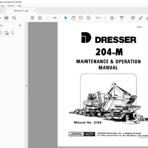 CAT Bucyrus 204-M Electric Mining Shovel Maintenance & Operation Manual 2149 PDF DOWNLOAD