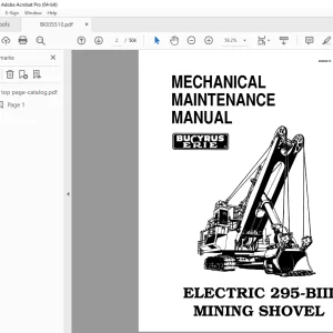 CAT Bucyrus 295-BIII Electric Mining Shovel Mechanical Maintenance Manual BI005510 PDF DOWNLOAD