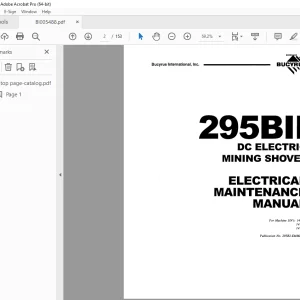 CAT Bucyrus 295BII DC Electric Mining Shovel Electrical Maintenance Manual BI0054 PDF DOWNLOAD