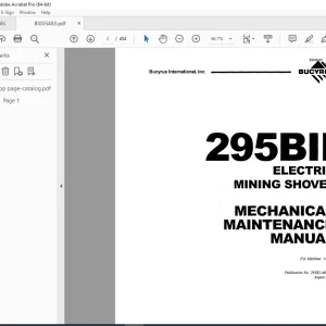 CAT Bucyrus 295BII Electric Mining Shovel Mechanical Maintenance Manual BI005483 PDF DOWNLOAD