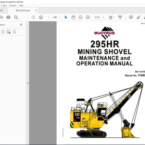 CAT Bucyrus 295HR Mining Shovel Maintenance & Operation Manual SN 141401 PDF DOWNLOAD