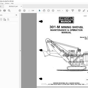 CAT Bucyrus 301-M MINING SHOVEL Maintenance & Operation Manual SN 23342 PDF DOWNLOAD