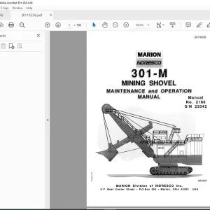 CAT Bucyrus 301-M Mining Shovel Maintenance & Operation Manual SN 23342 PDF DOWNLOAD