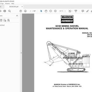 CAT Bucyrus 301M MINING SHOVEL Maintenance & Operation Manual BI006394 PDF DOWNLOAD