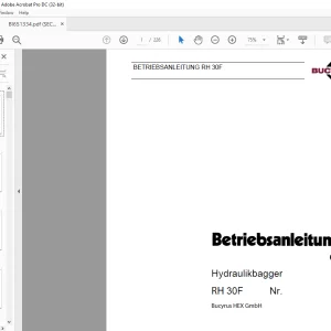 CAT Bucyrus 30F Hydraulikbagger BETRIEBSANLEITUNG BI651334  - PDF DOWNLOAD (German)