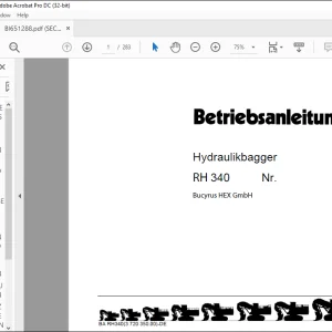 CAT Bucyrus 340 Hydraulikbagger BETRIEBSANLEITUNG BI651288  - PDF DOWNLOAD (German)