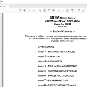 CAT Bucyrus 351-M MINING SHOVEL MAINTENANCE & OPERATION MANUAL SN 141097 - PDF DOWNLOAD